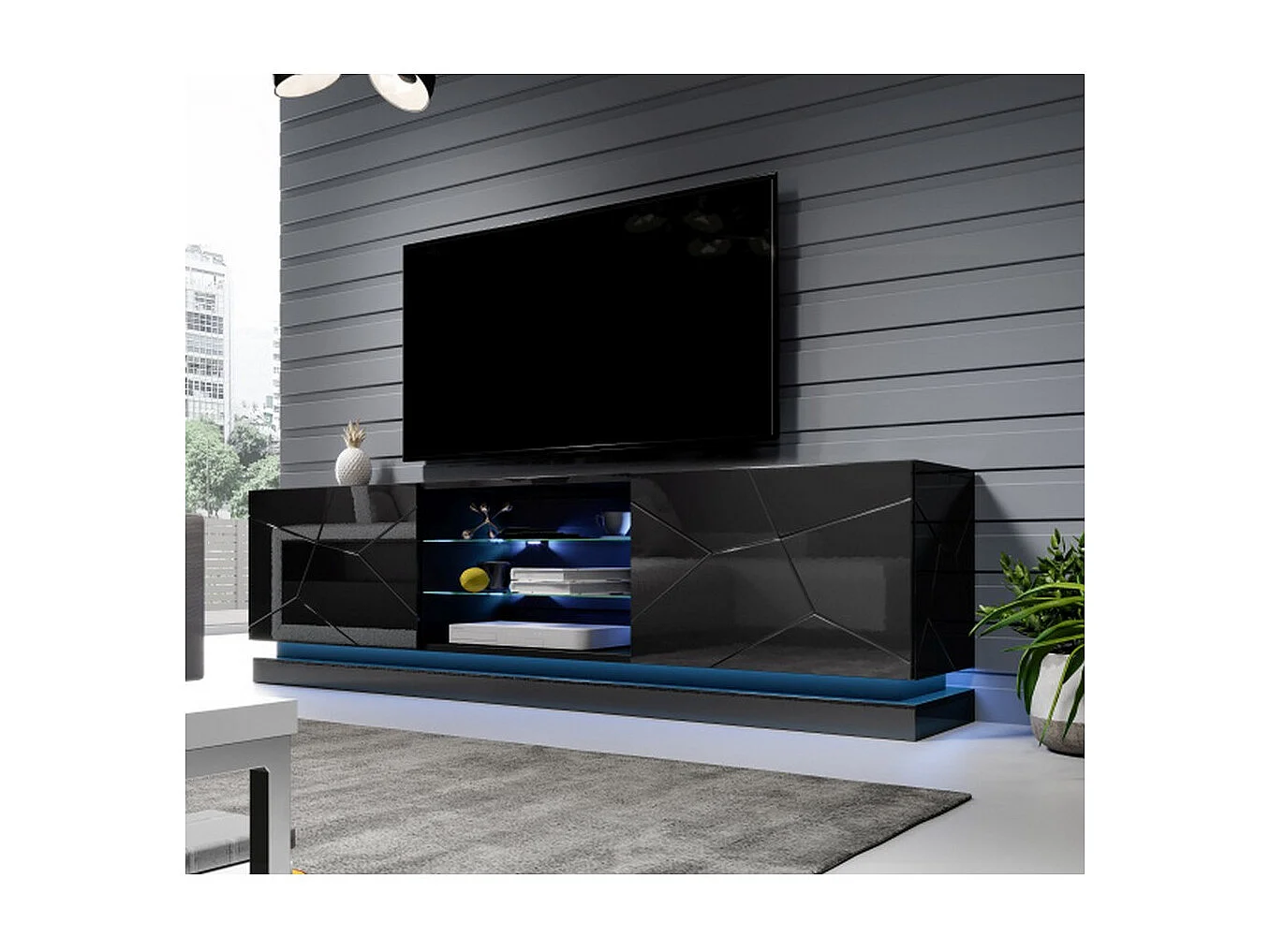 Supporto TV Clost 200 cm nero LED - Senza LED