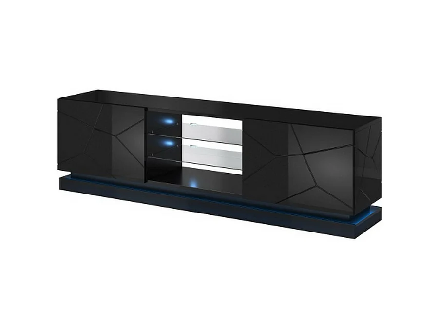 Meuble TV noir design 200 cm à LED Clost - Sans LED