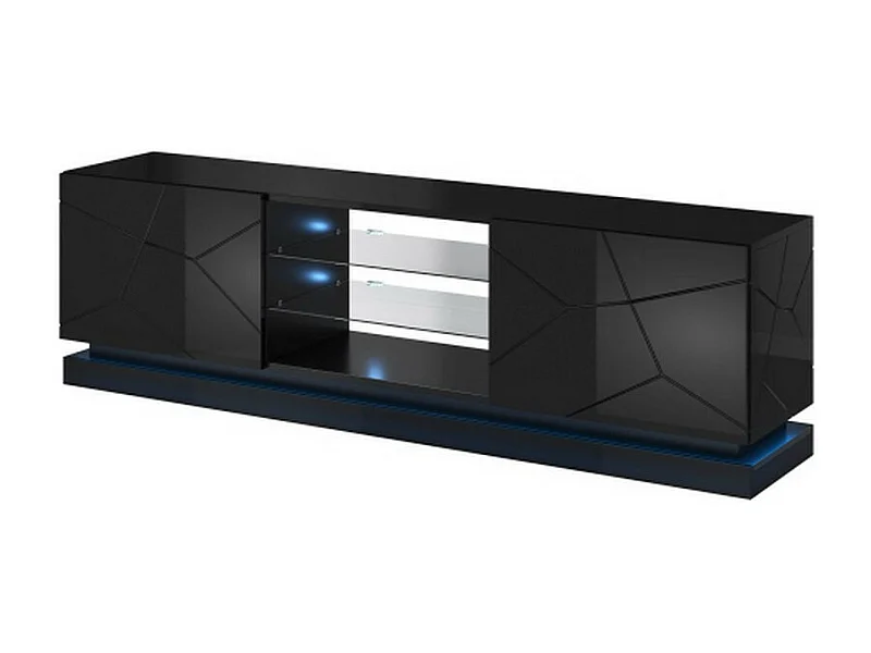 Meuble TV noir design 200 cm à LED Clost - Sans LED