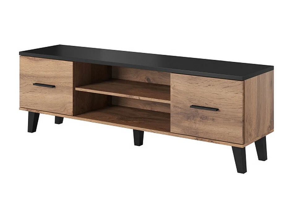 Meuble TV style chêne et noir mat 160cm Colin