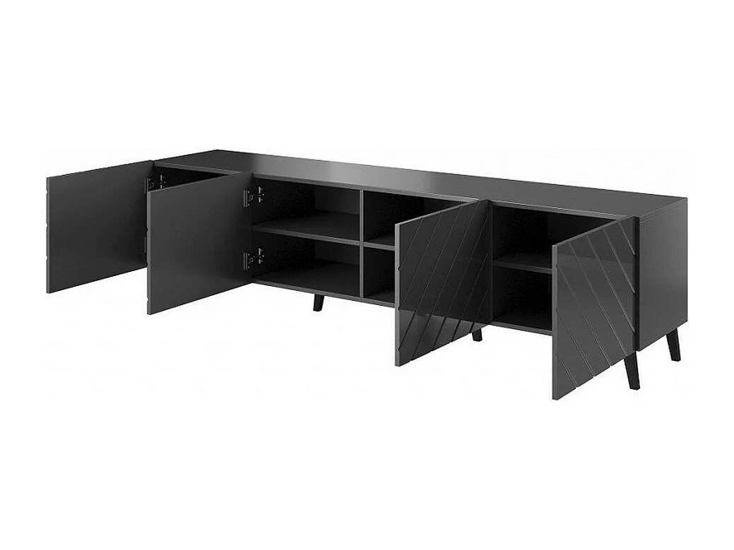 Porta TV design Yaka grigio grafite lucido da 200 cm