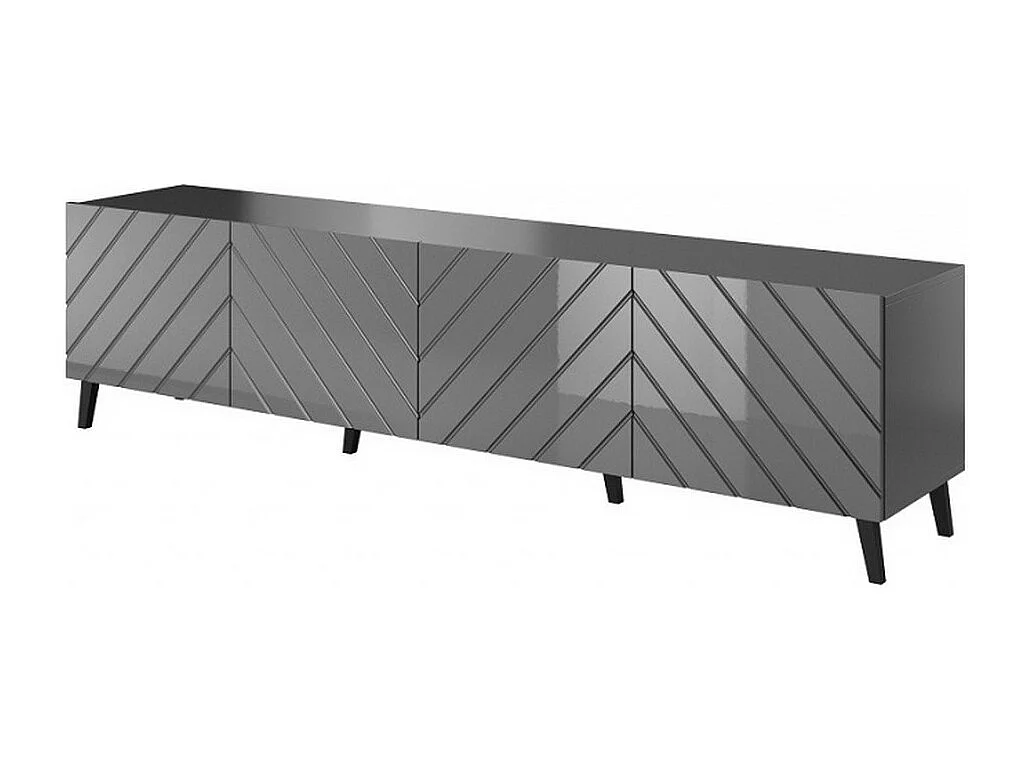 Porta TV design Yaka grigio grafite lucido da 200 cm