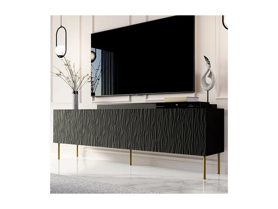 Meuble TV design noir mat 190 cm Mokt