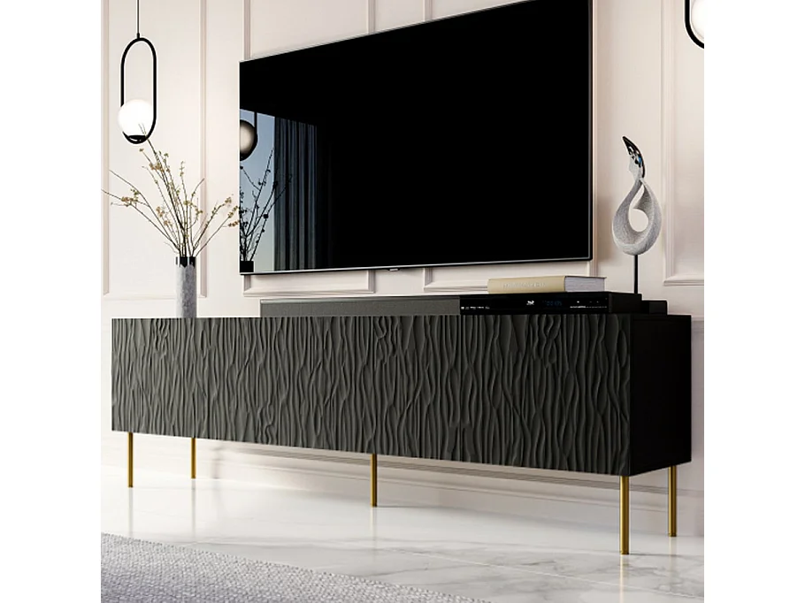 Meuble TV design noir mat 190 cm Mokt