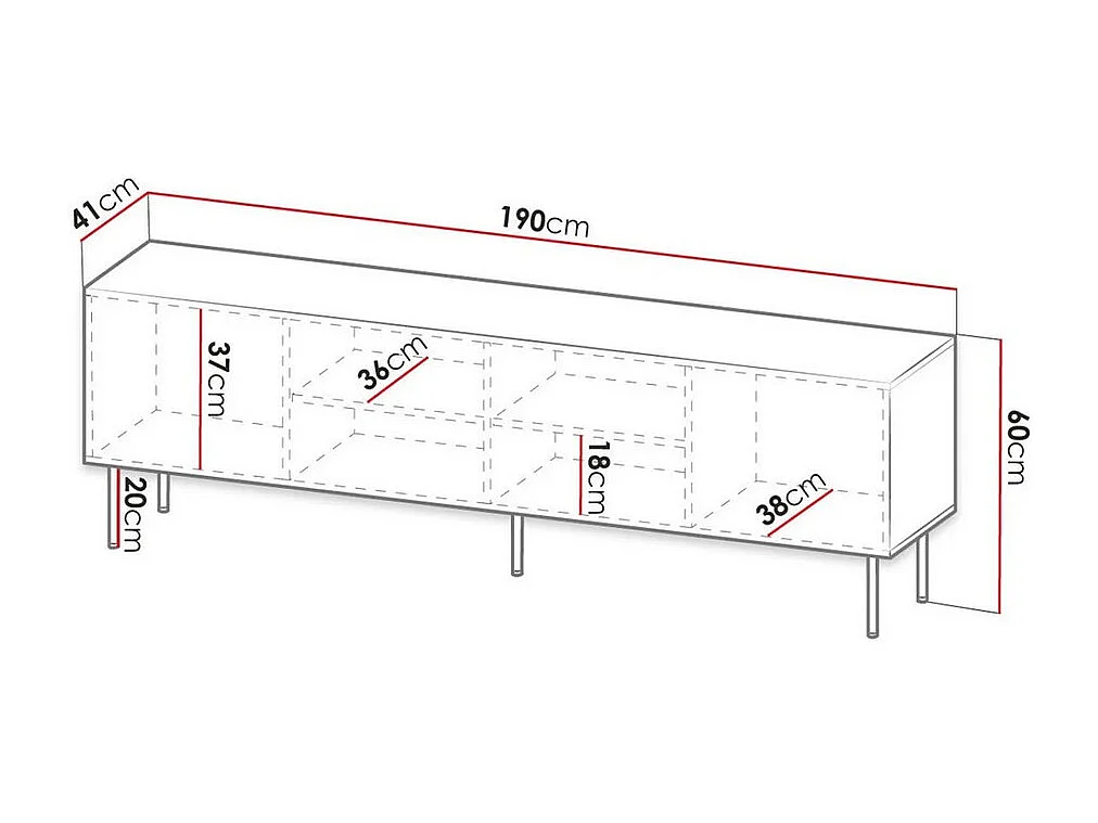 Meuble TV design noir mat 190 cm Mokt