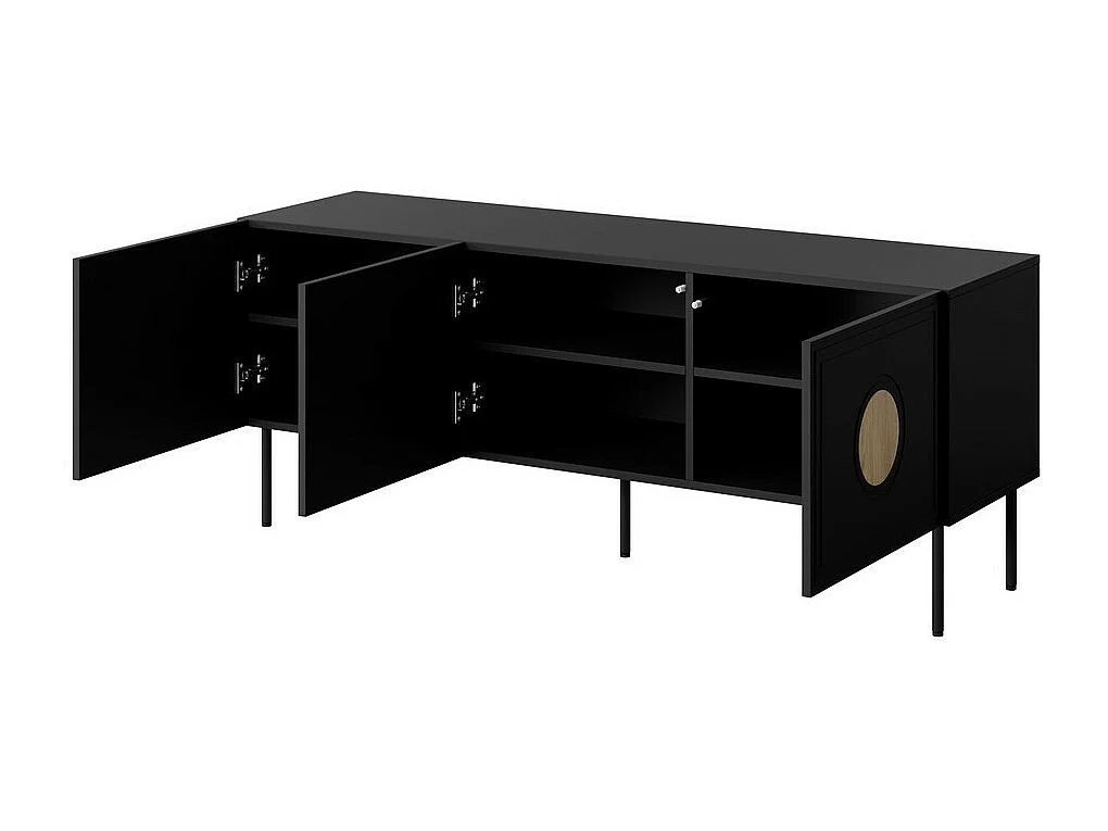 Meuble TV 150 cm noir mat avec et aspect chêne Climb