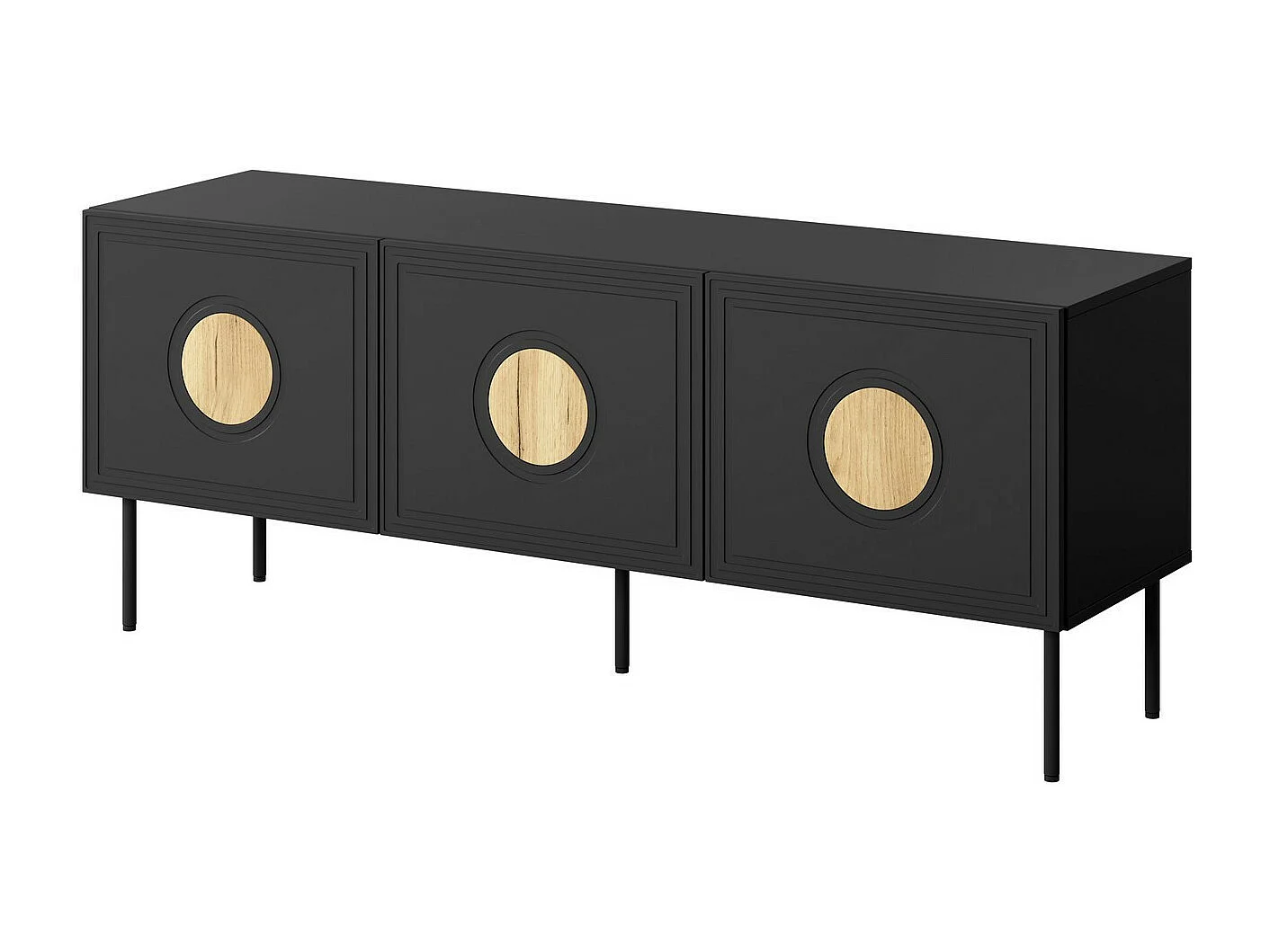 Mobile TV 150 cm nero opaco con finitura rovere Climb