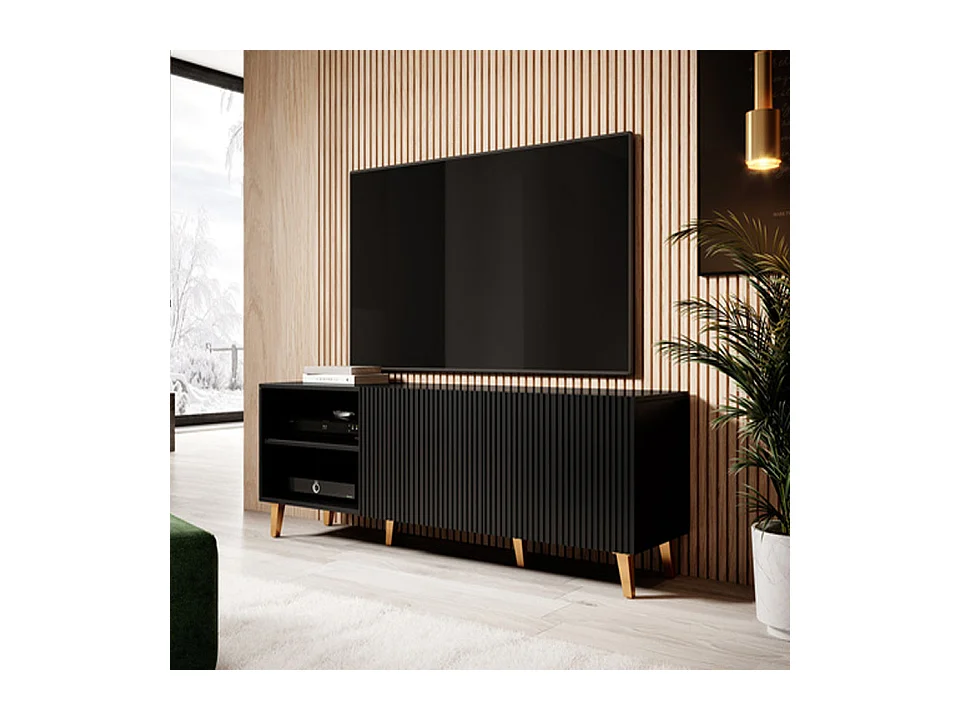 Meuble TV design noir 150 cm Gustave
