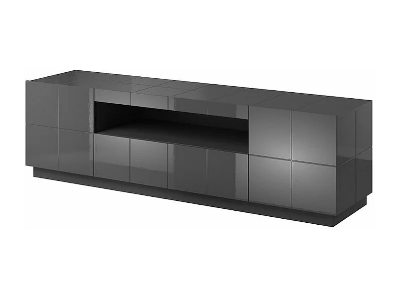 Porta TV di design Flow grigio lucido + LED 184 cm - Senza LED