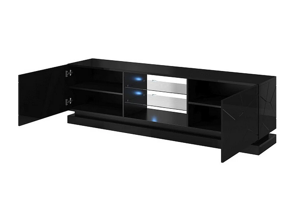 Clost 200 cm negro LED soporte de TV - Con LEDs