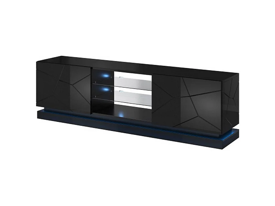 Meuble TV noir design 200 cm à LED Clost - Avec LED