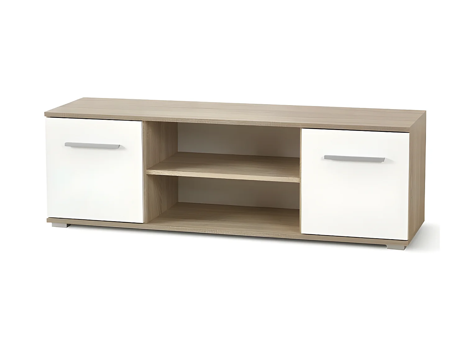 Meuble TV scandinave blanc et bois Persephone