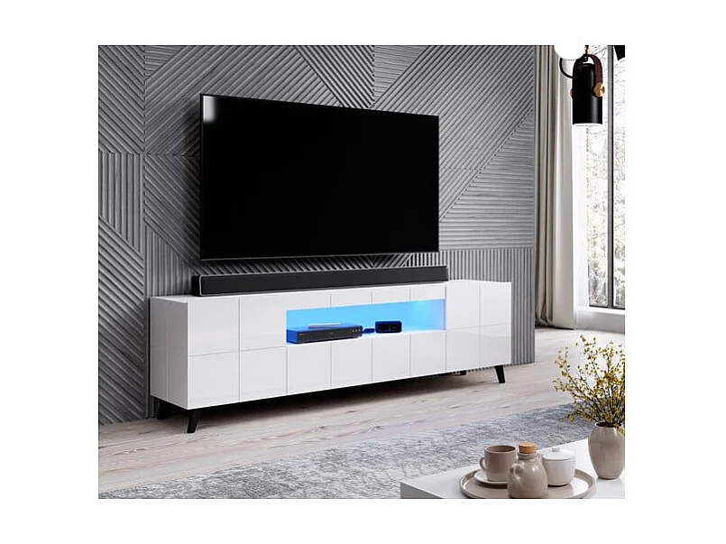 Mobile TV di design bianco lucido + LED 184 cm Flow