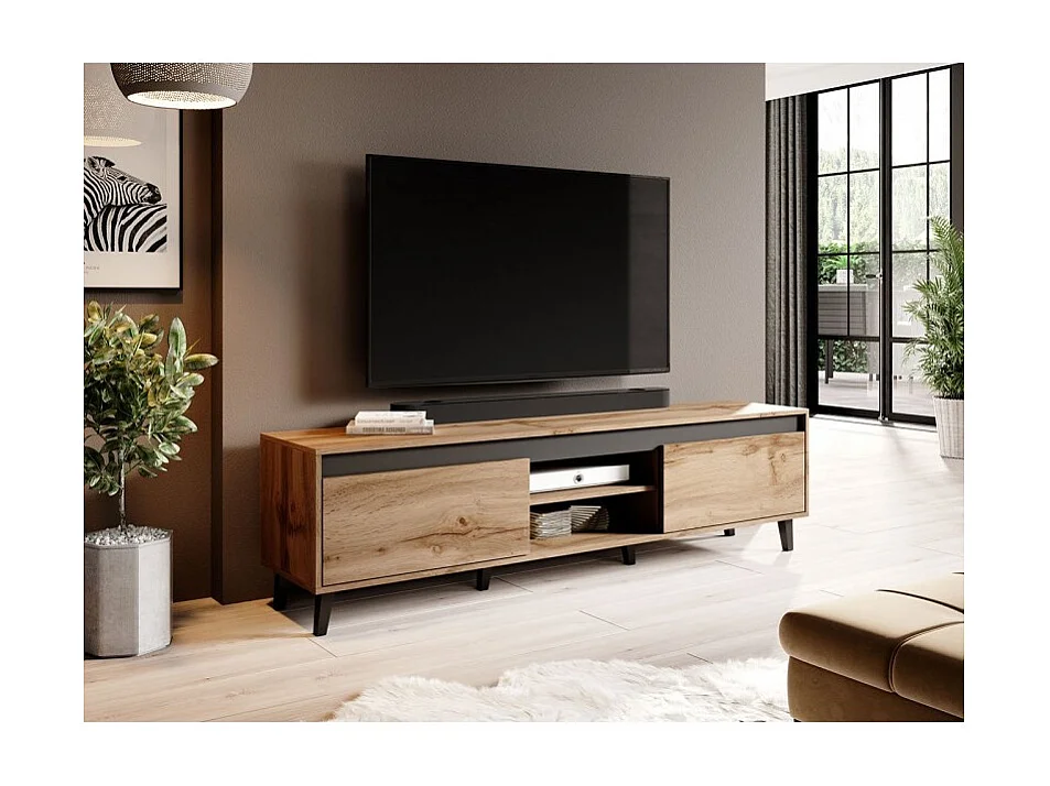 Mobile TV in rovere wotan e decoro antracite 170 cm Stik