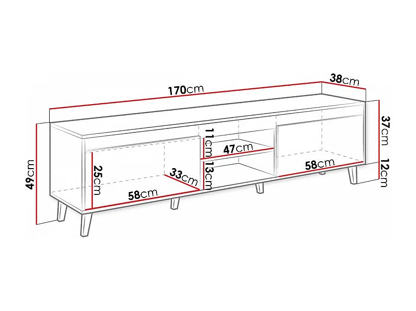Mobile TV in rovere wotan e decoro antracite 170 cm Stik