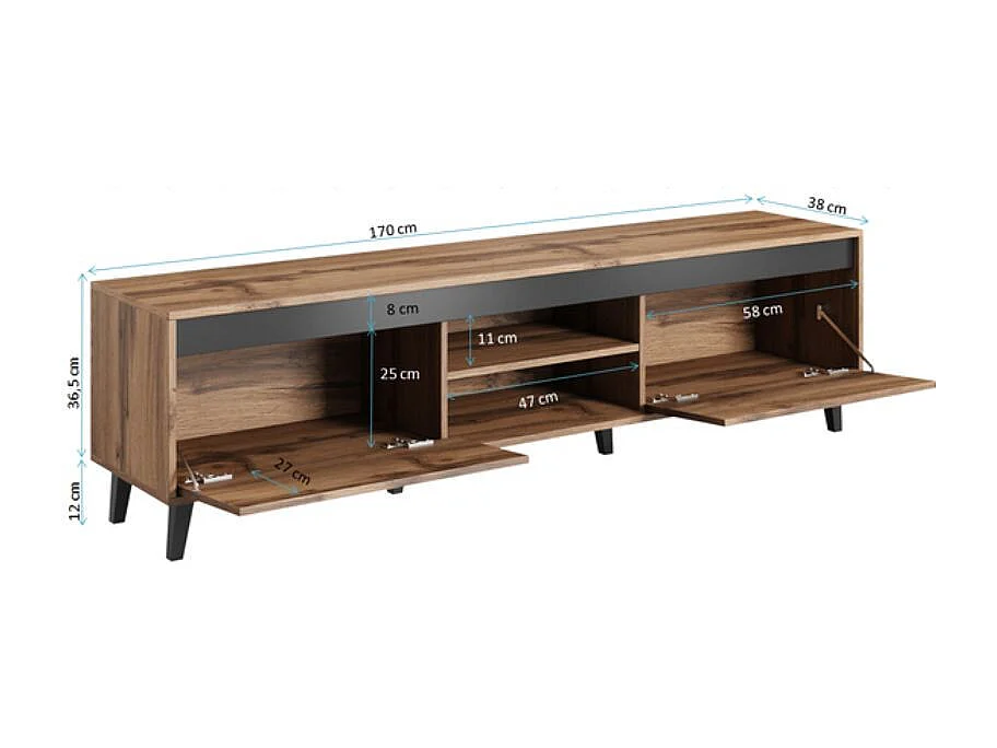 Mobile TV in rovere wotan e decoro antracite 170 cm Stik