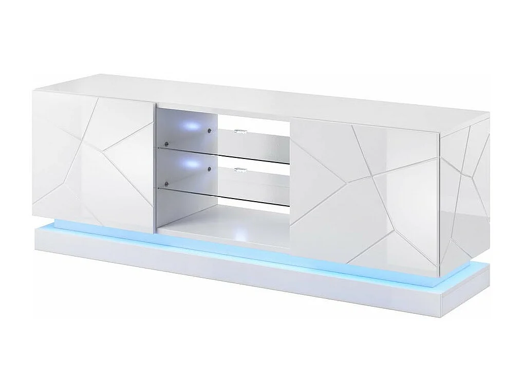 Meuble TV blanc design 160 cm à LED Clost - Avec LED