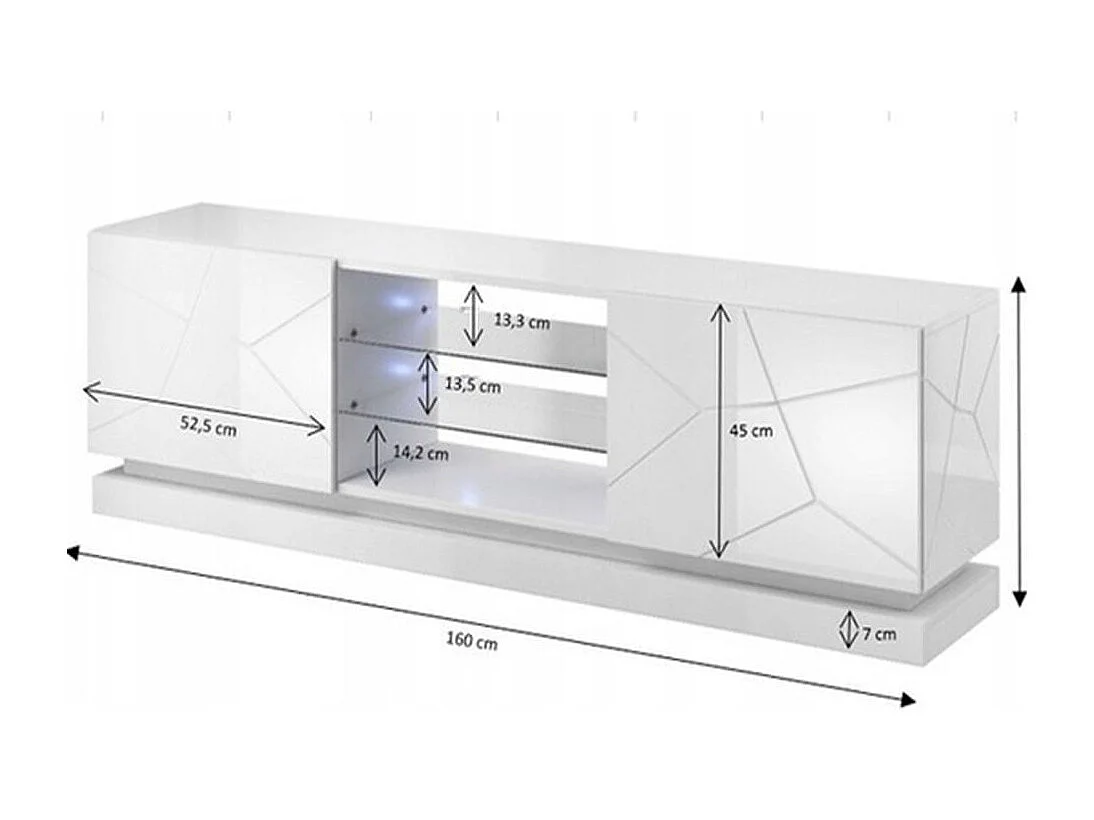 Meuble TV blanc design 160 cm à LED Clost - Avec LED
