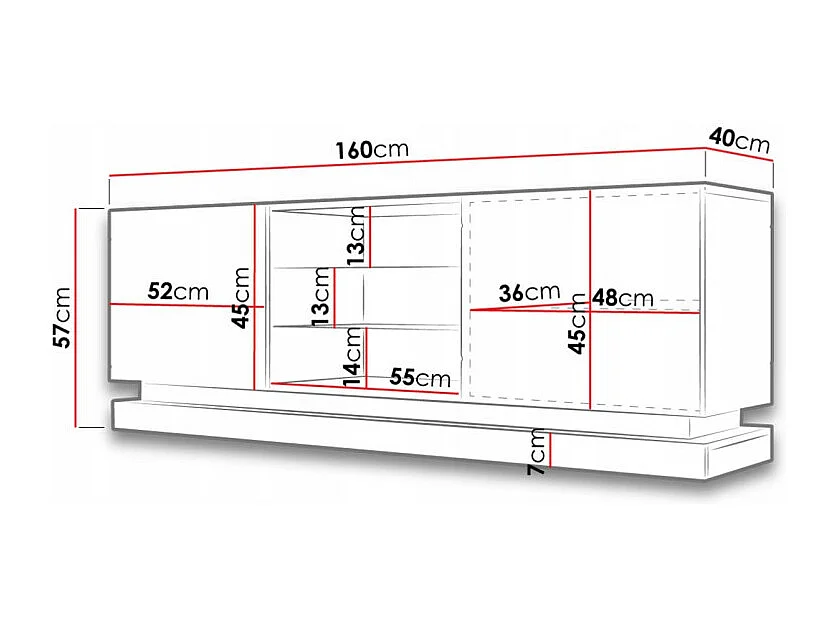Meuble TV blanc design 160 cm à LED Clost - Avec LED