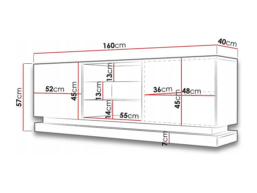 Supporto TV Clost 160 cm LED bianco - Con LED