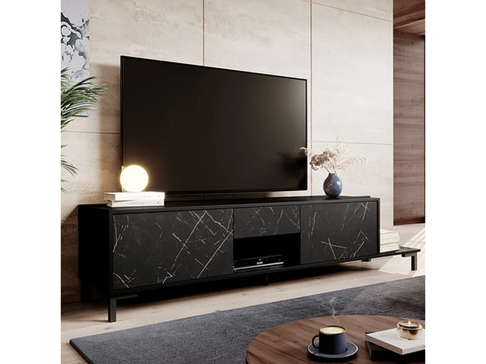 Mobile TV di design effetto marmo nero 195 cm Ketla
