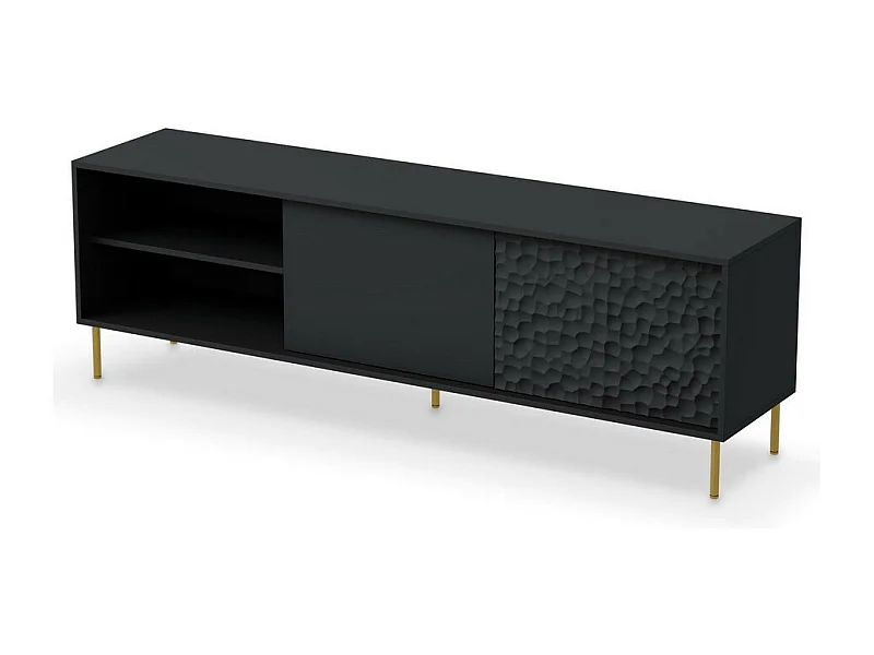 Mueble de TV de diseño Tramona negro y dorado de 180 cm