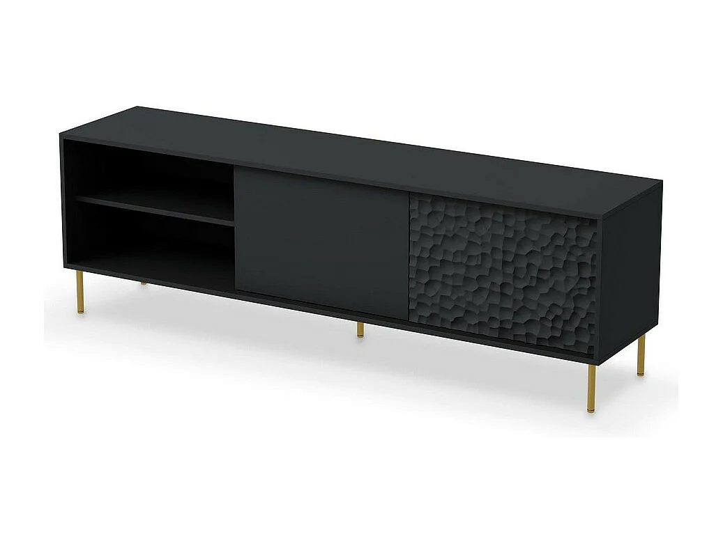 Mueble de TV de diseño Tramona negro y dorado de 180 cm