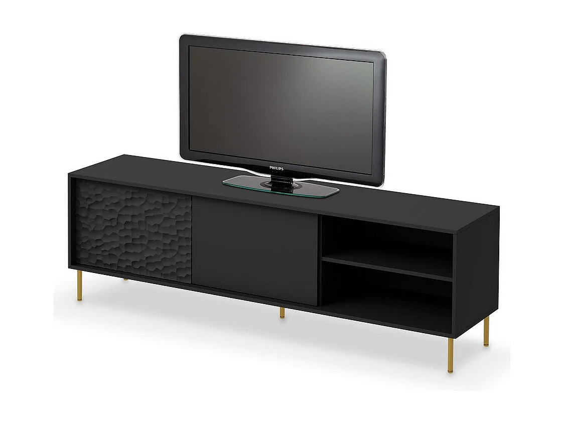 Mueble de TV de diseño Tramona negro y dorado de 180 cm