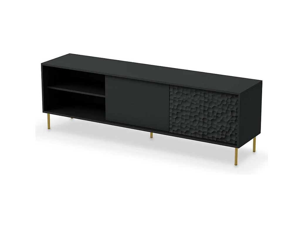 Meuble TV design noir & or 180cm Tramona