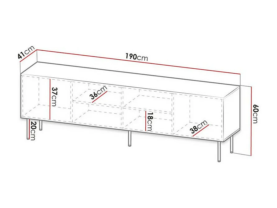 Meuble TV design décor chêne 190 cm Mokt