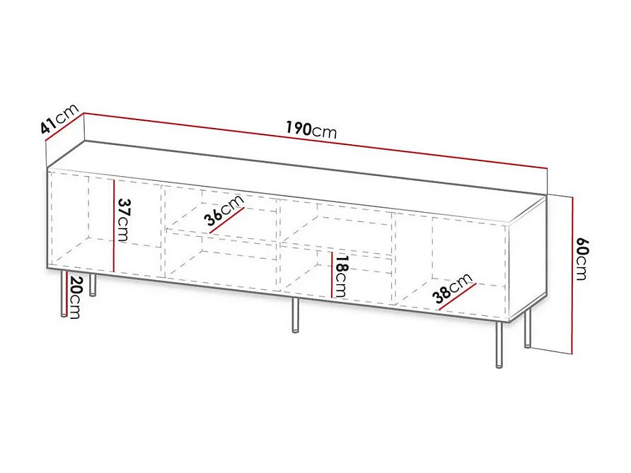 Meuble TV design décor chêne 190 cm Mokt