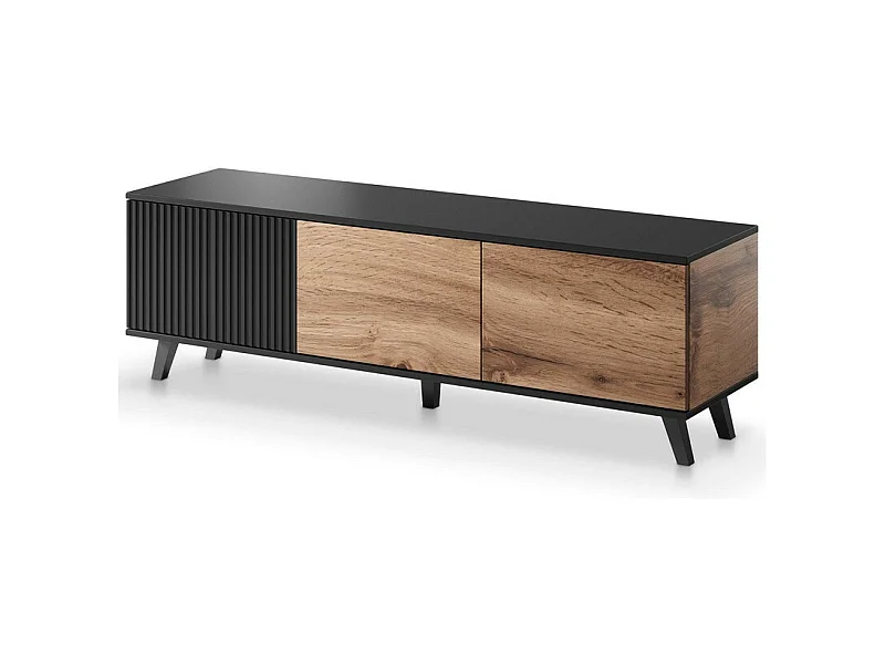 Porta TV contemporaneo a 3 ante in rovere wotan e nero 150cm PUMP