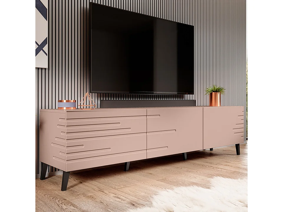 Meuble TV design rose mat 186 cm Max