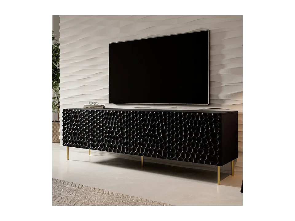 Meuble TV design noir mat 190cm Sumoc