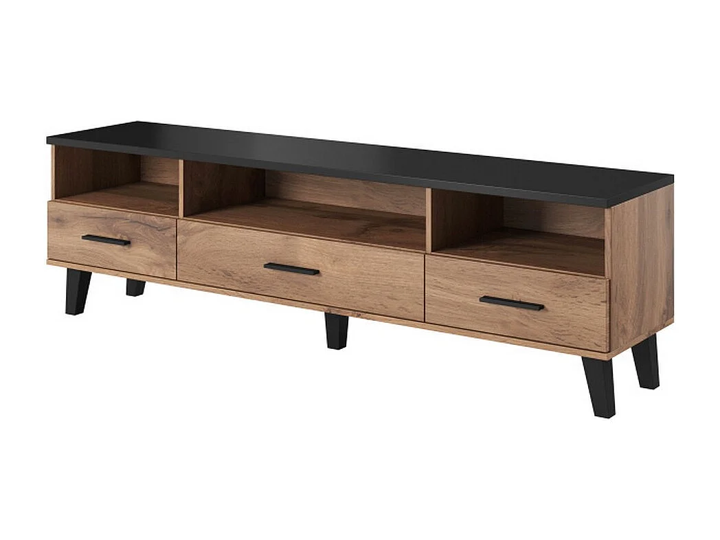 Porta TV 180 cm nero opaco e rovere Colin