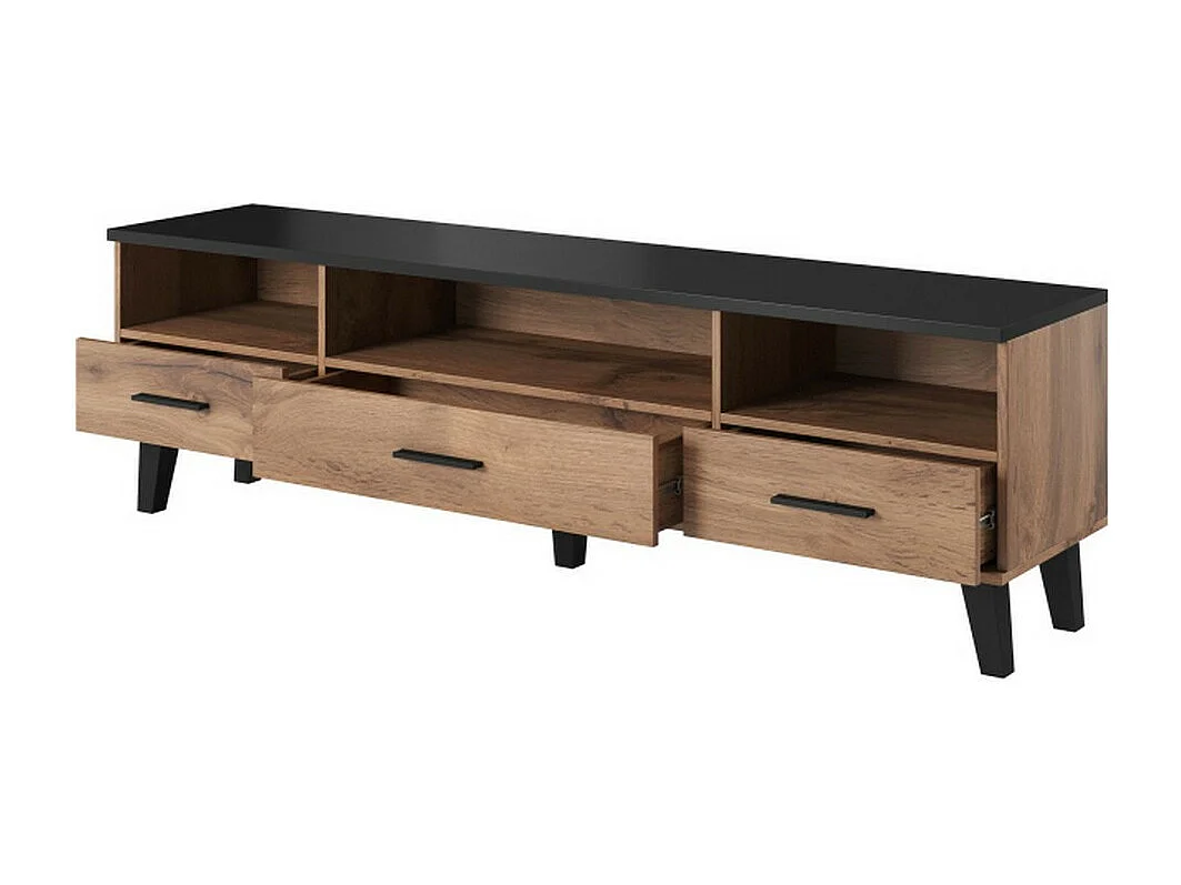 Porta TV 180 cm nero opaco e rovere Colin