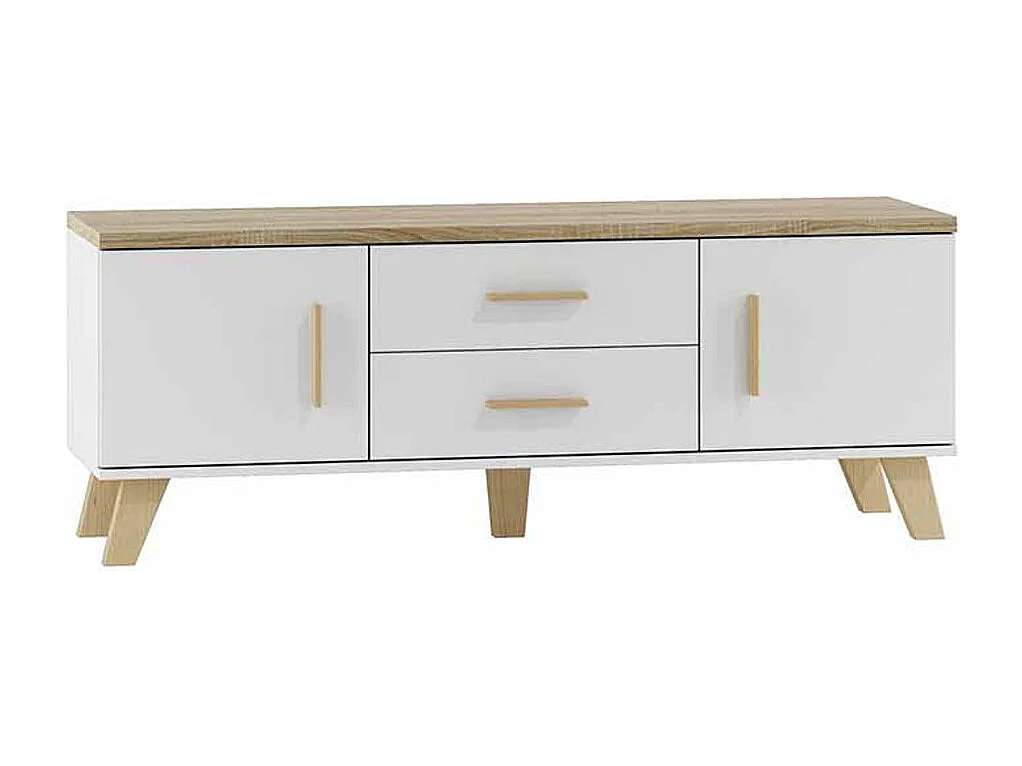 Mueble TV roble y blanco mate 140 cm Colin