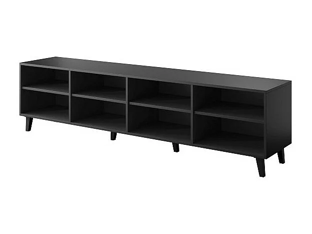 Meuble TV design noir mat 200 cm avec 4 portes Kali