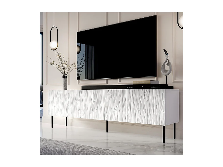 Soporte de TV de diseño blanco mate de 190 cm Mokt