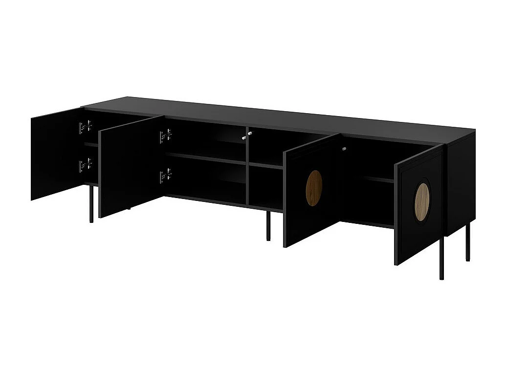 Mobile TV 200 cm nero opaco con inserti in rovere Climb