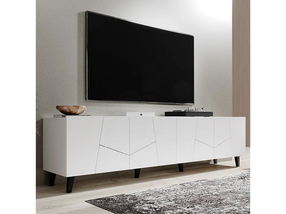 Porta TV di design Fuji bianco opaco da 200 cm