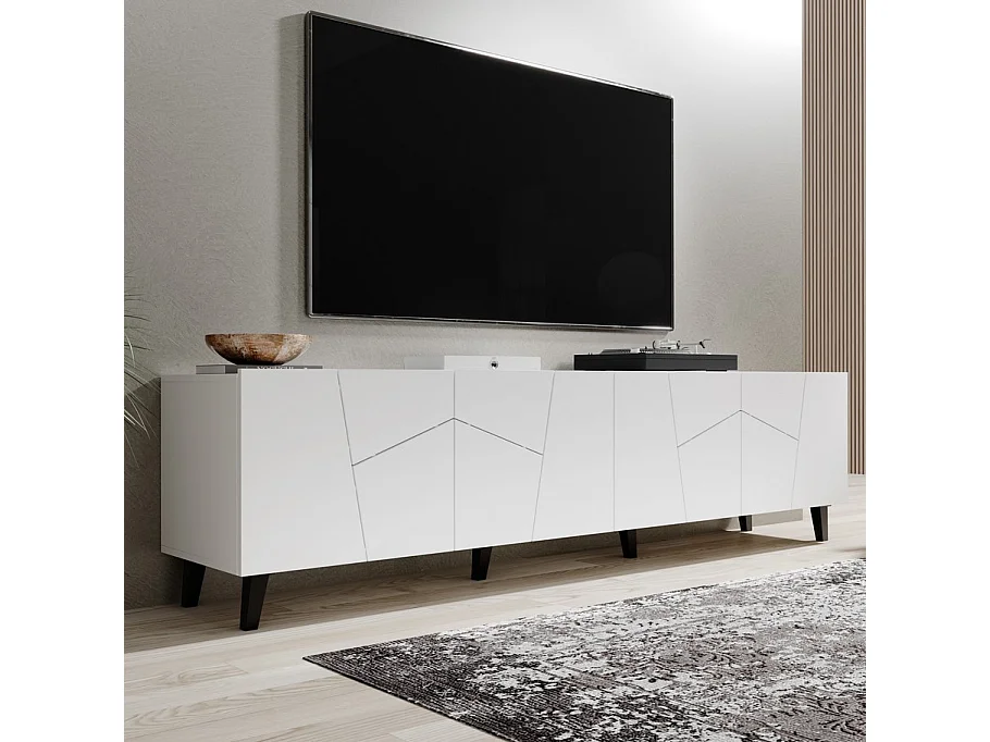 Porta TV di design Fuji bianco opaco da 200 cm