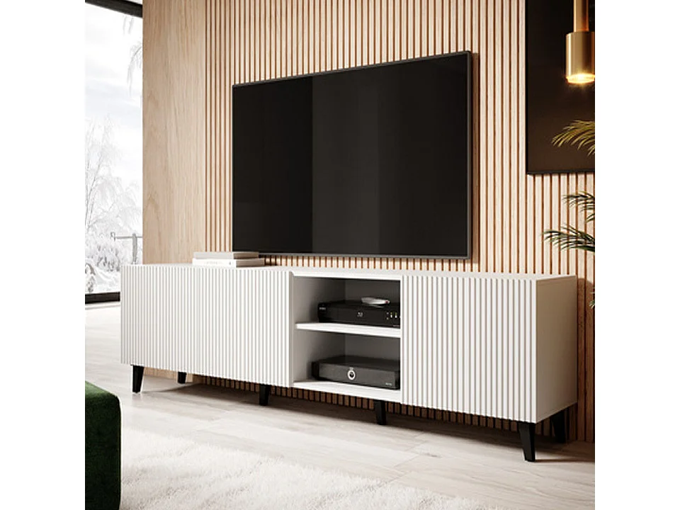 Mueble de TV de diseño Gustave 200 cm blanco