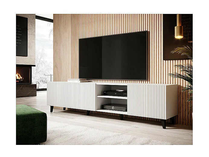 Mueble de TV de diseño Gustave 200 cm blanco