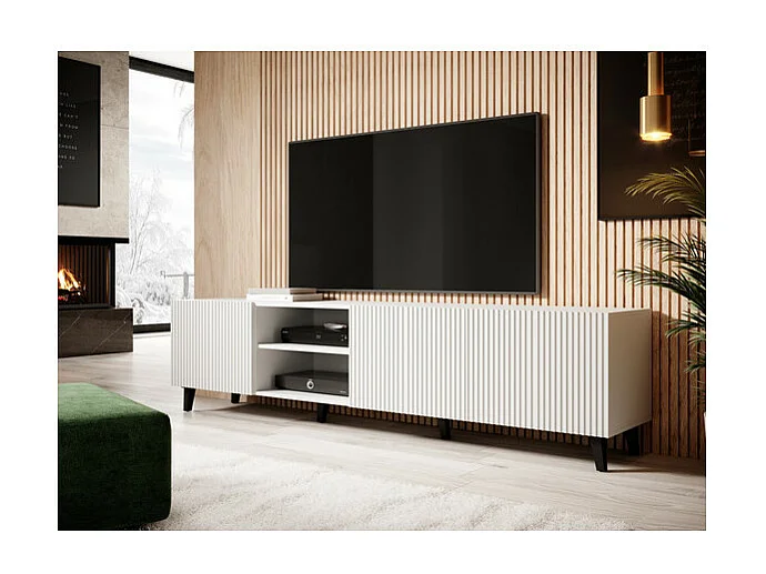 Mueble de TV de diseño Gustave 200 cm blanco
