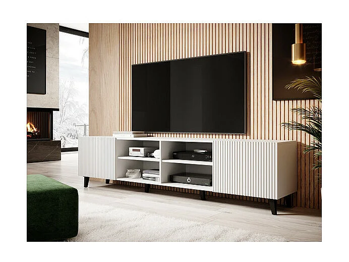 Mueble de TV de diseño Gustave 200 cm blanco