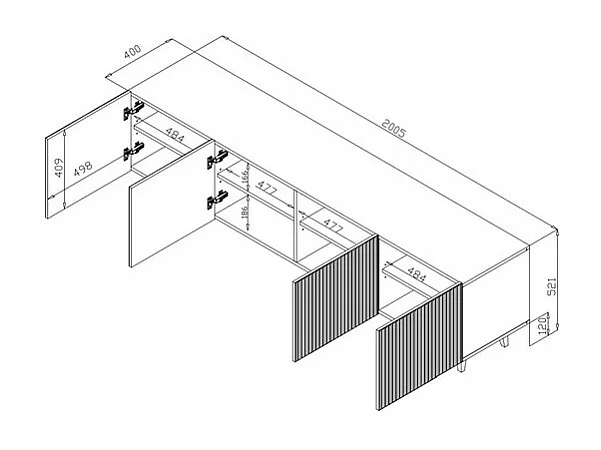 Mueble de TV de diseño Gustave 200 cm blanco