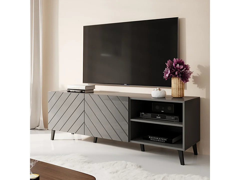 Porta TV di design grigio lucido da 150 cm Yaka
