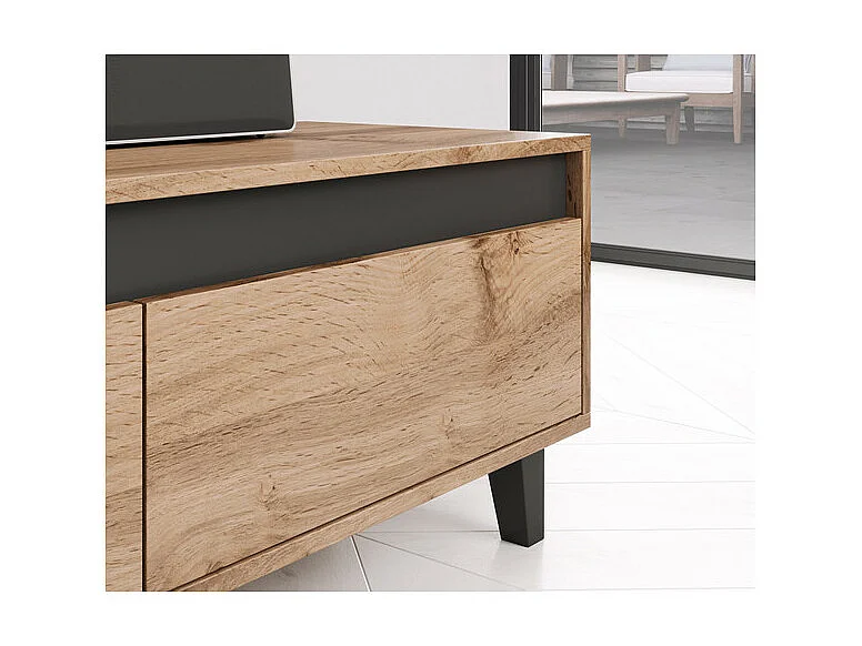 Meuble TV couleur chêne et gris 185 cm Stik