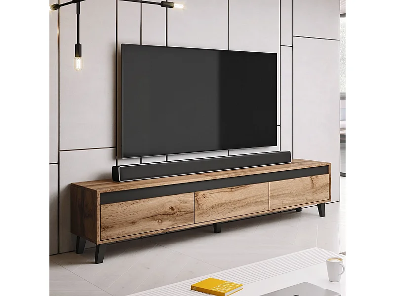 Meuble TV couleur chêne et gris 185 cm Stik